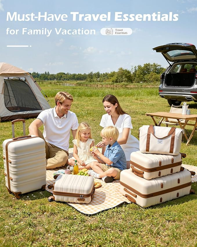 LONG VACATION 6 Piece Luggage Set Carry on Suitcase with ABS+PC hardshell, Spinner Wheels & YKK Z... | Amazon (US)