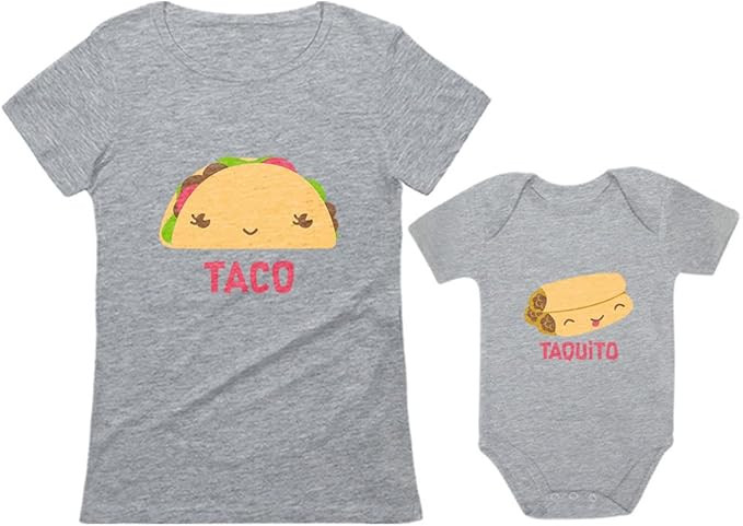 Taco and Taquito Matching Shirts Baby Bodysuit Outfit & Mommy Women's T-Shirt | Amazon (US)