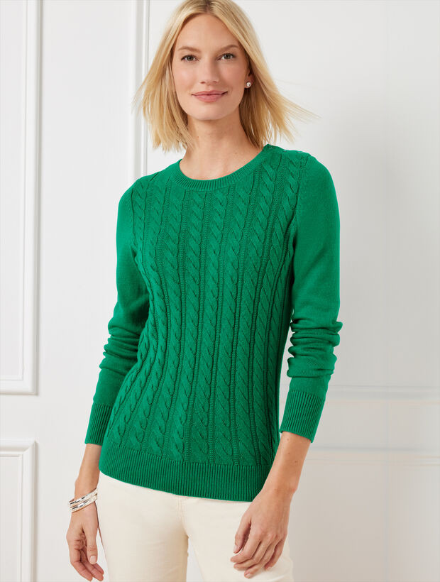 Soft Cable Knit Crewneck Sweater | Talbots