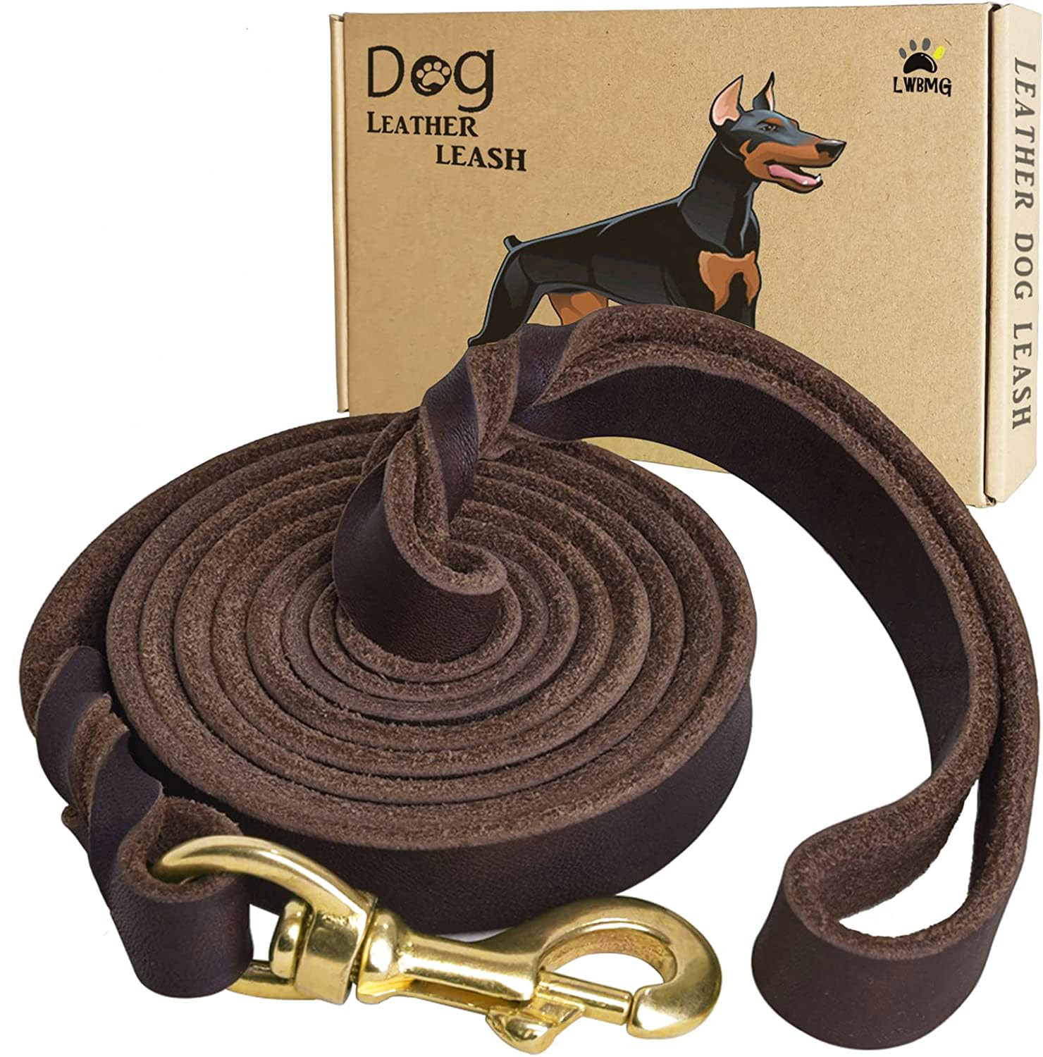 LWBMG Leather Dog Leash 6ft x 3/4 inch, Heavy Duty Genuine Leather Braided Dog Training Leash, So... | Amazon (US)
