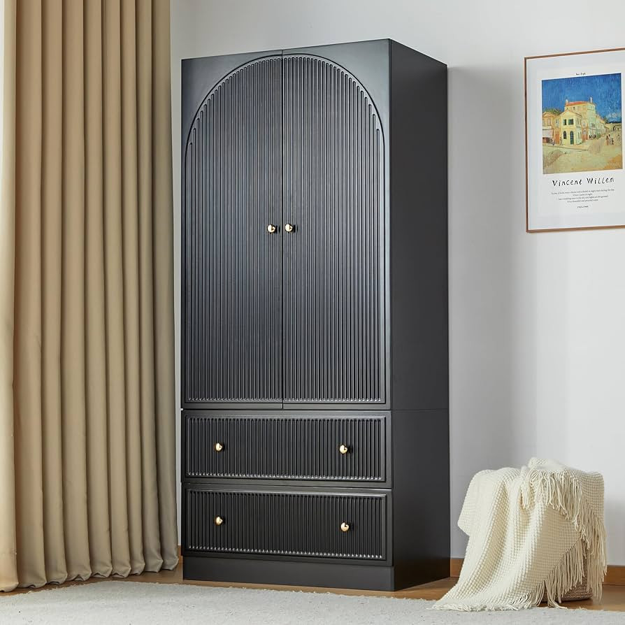 ORRD 2 Doors Freestanding Armoire Wardrobe Closet, Large Capacity Wardrobe Cabinet with 2 Storage... | Amazon (US)