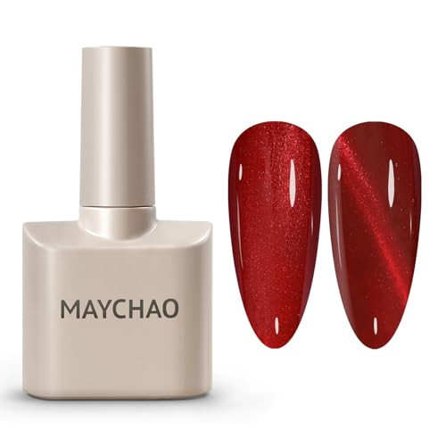 MAYCHAO 15ML Red Cat Eye Gel Nail Polish 1Pc Blood Red Gel Polish with Magnet Soak off Holographic Magnetic Nail Polish for Nail Art Manicure Salon DIY at Home, 0.5 OZ | Amazon (US)