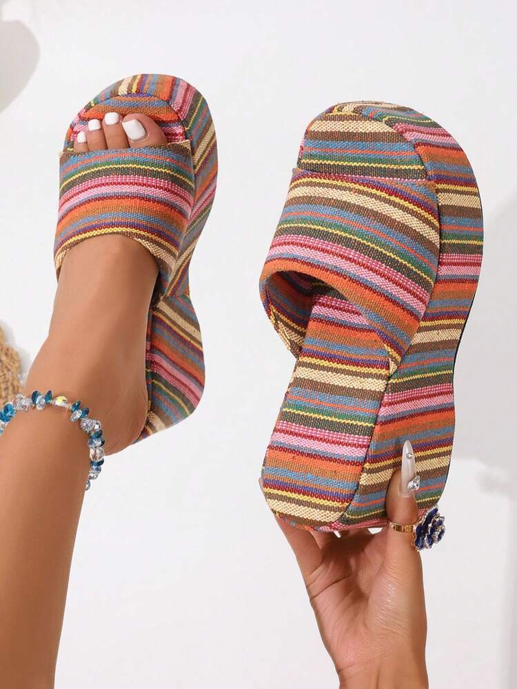 Women's Platform Sandals, Thick Sole Wedge Slippers, Fashion Runway Style Open Toe Beach Slip-On ... | SHEIN