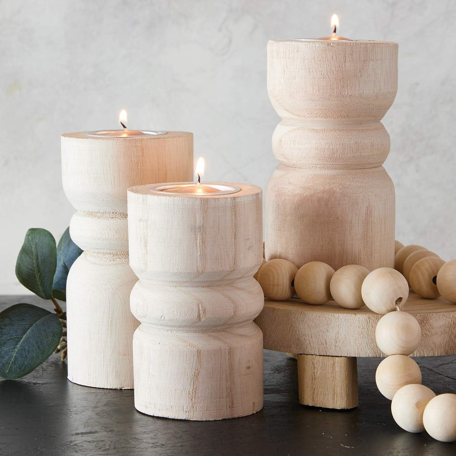 Santa Barbara Design Studio Pure Design Paulownia Wood Candle Holder, Small, Natural | Amazon (US)