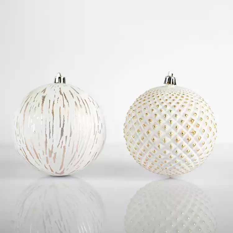 New! Assorted White and Gold Ball Ornaments | Kirkland's Home