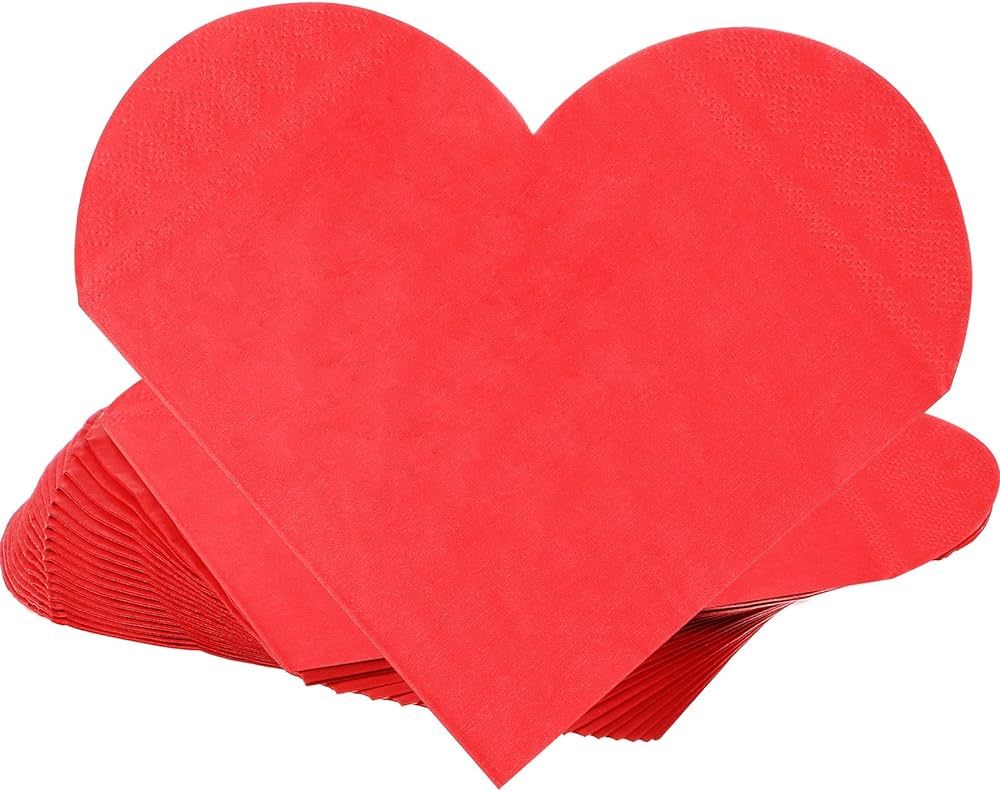 200 Pieces Valentine's Day Hearts Paper Napkins Red Folded Heart Shaped Paper Napkins Cocktail Na... | Amazon (US)