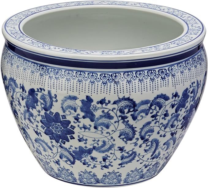 Oriental Furniture Classic Original Authentic, 14-Inch Fine Export Chinese Porcelain Fishbowl, Mi... | Amazon (CA)