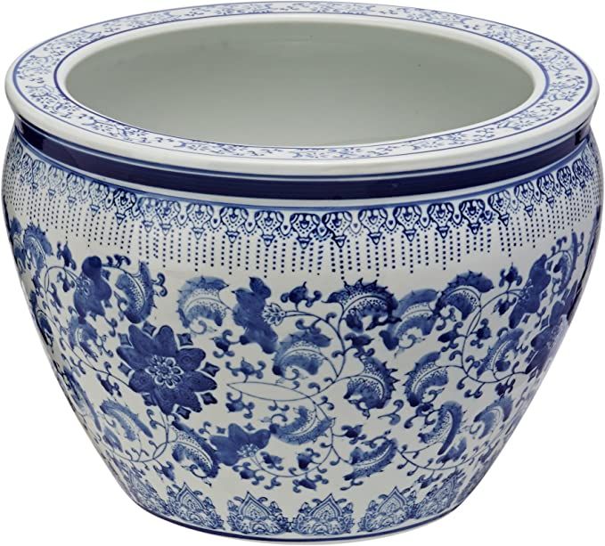 Oriental Furniture Classic Original Authentic, 14-Inch Fine Export Chinese Porcelain Fishbowl, Mi... | Amazon (CA)