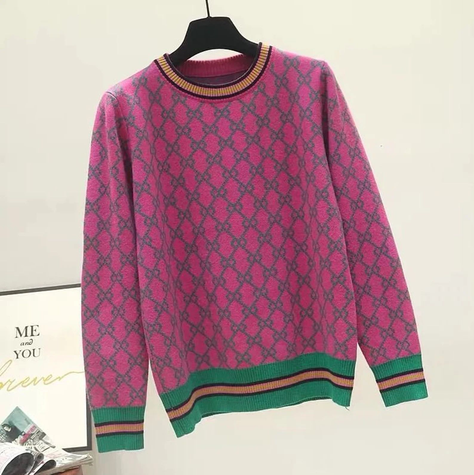 Opal Vintage Fashion Ladies Diamond Geometric Stripe Print Knitted Jumper Sweater Top Cardigan Gr... | Etsy (US)