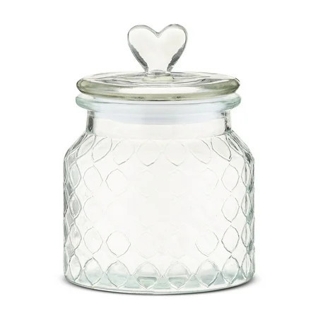 Clear Glass Jar with Lid and Heart-Shaped Knob, 6.25", Valentine's Day by Way To Celebrate | Walmart (US)