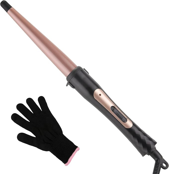 Tapered Curling Wand 1/2-Inch to 1-Inch Tourmaline Ceramic Barrel Professional Wand Curling Iron ... | Amazon (US)