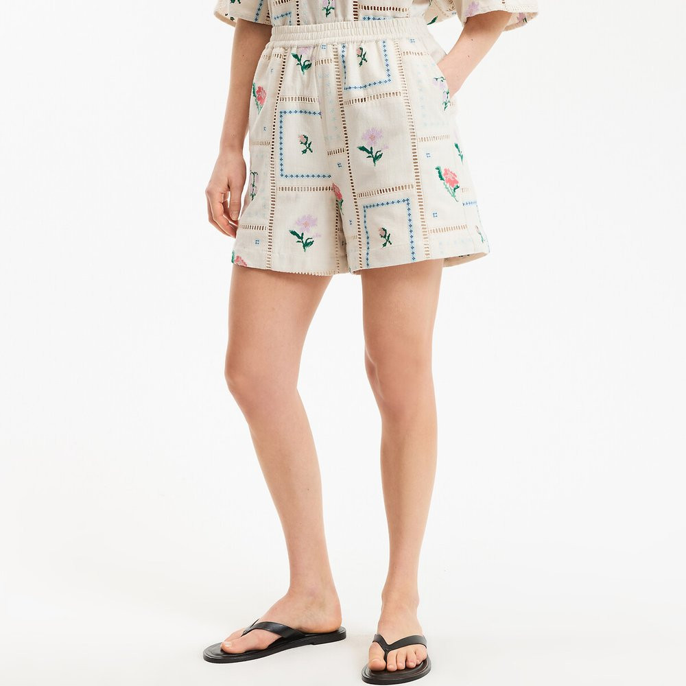 Floral Embroidery Elasticated Waist Shorts | La Redoute (UK)