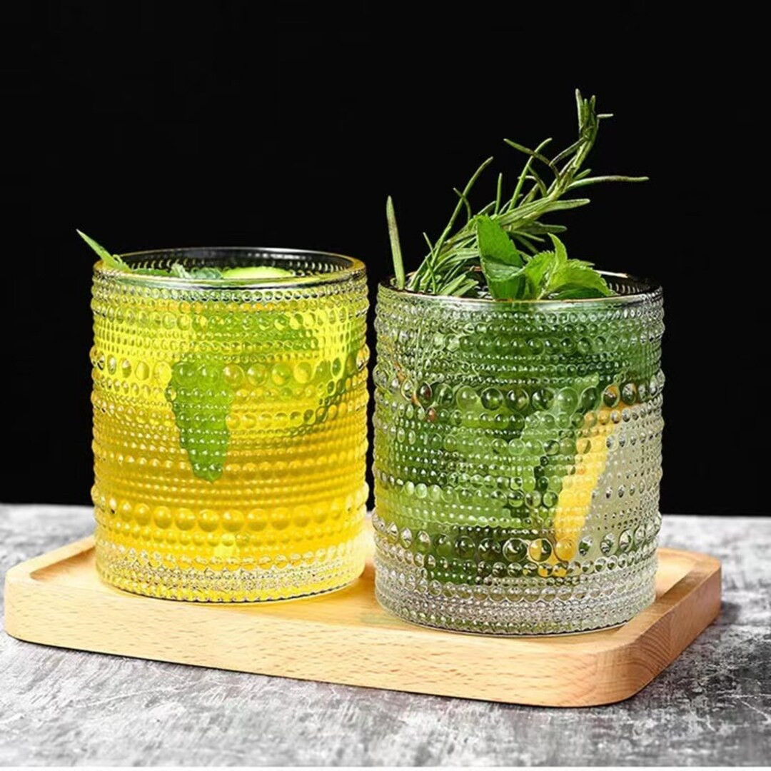 Retro Cocktail Glass, Beaded Double Old Fashioned Glass, Vintage Highball Glass, Drinking Glass, ... | Etsy (US)