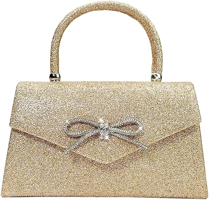 Womens Evening Bag Sparkly Bow Clutch Purse Wedding Party Purses Glitter Rhinestone Cocktail Prom... | Amazon (US)
