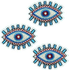 3 Pieces Egypt Evil Eye Patch, Cute Embroidered Sew/Iron On Patches for DIY Backpacks Jacket T-Sh... | Amazon (US)