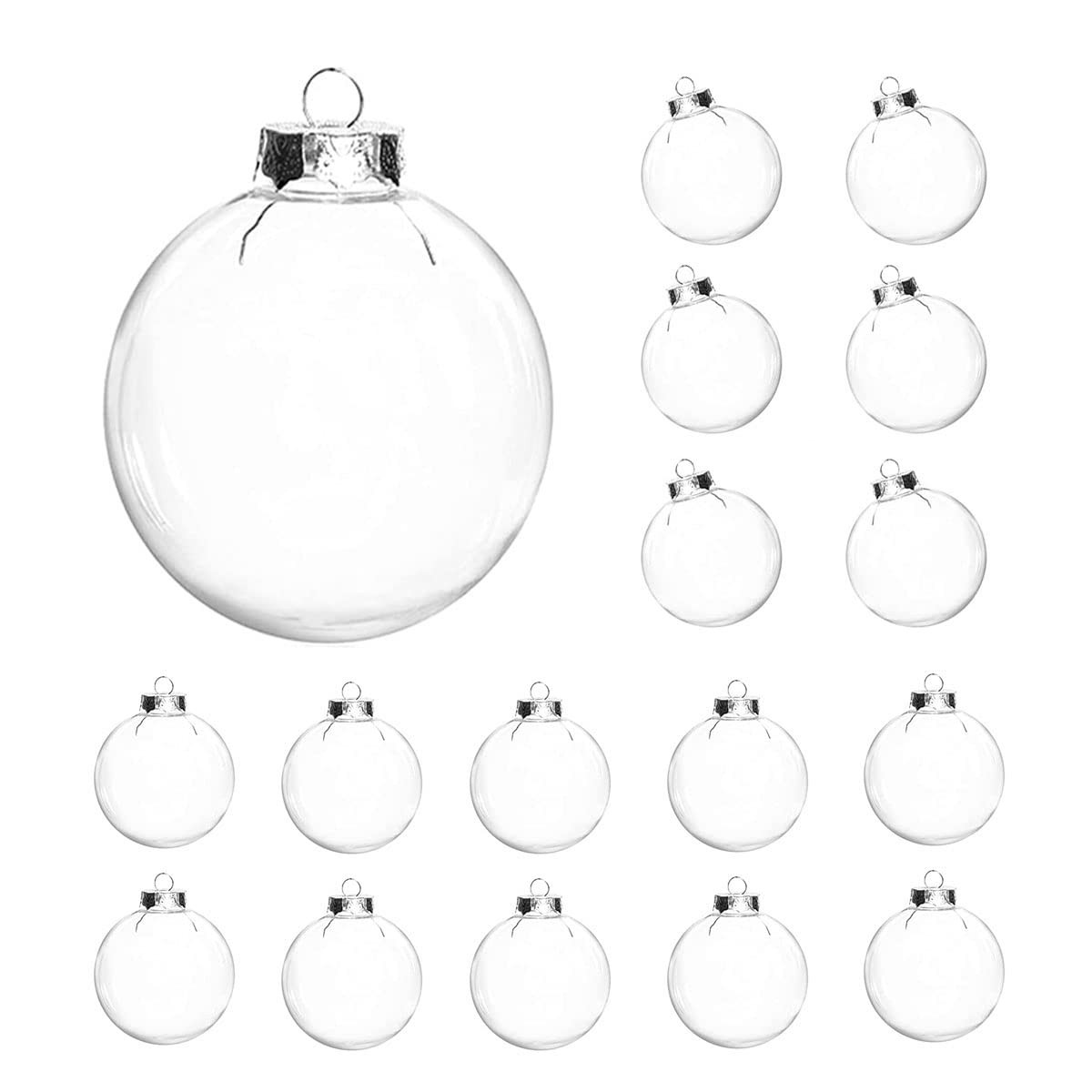 16 pcs Hanging Clear Plastic Fillable Ornaments, 2.36" DIY Christmas Balls Craft Ornaments for Ch... | Amazon (US)