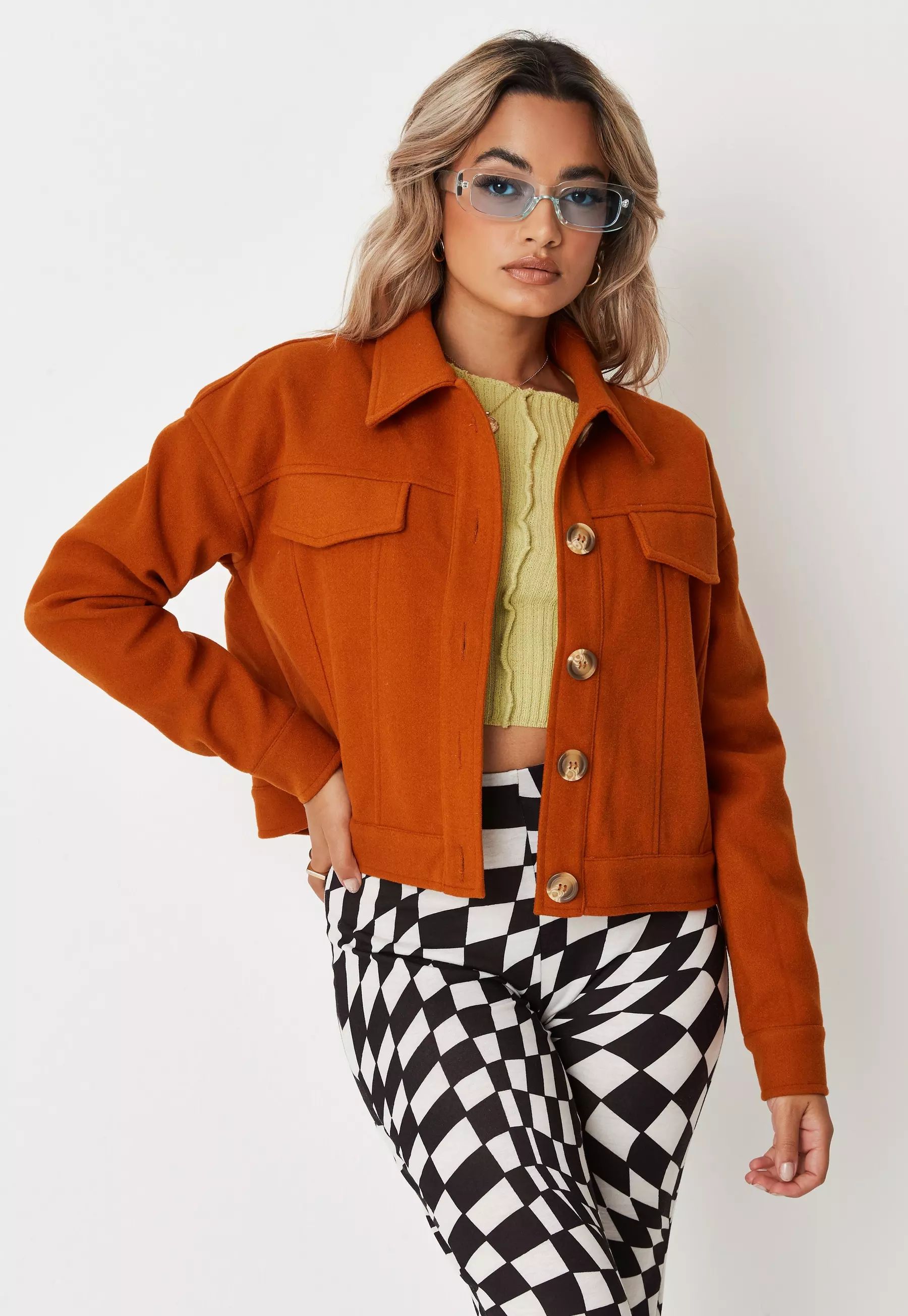 Missguided - Petite Orange Cropped Shacket | Missguided (US & CA)