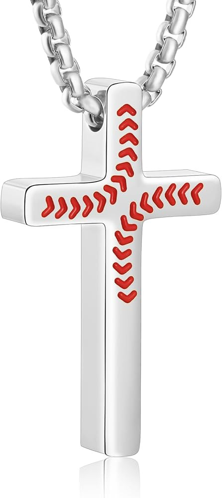 P. BLAKE Baseball Easter Basket Suffers Cross Necklace for Boys Men, Stainless Steel Cross Pendan... | Amazon (US)