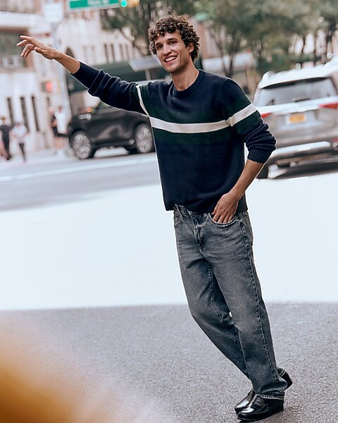 Loose Medium Wash Stretch Jeans | Express