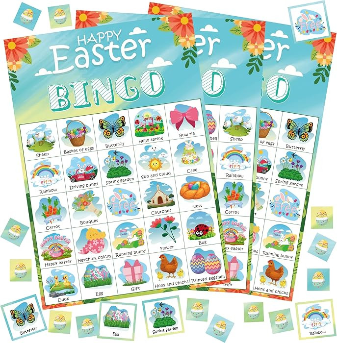 OHOME Easter Bingo Games for Kids Basket Stuffers | Easter Crafts Toys for Boys Girls Adults Teen... | Amazon (US)