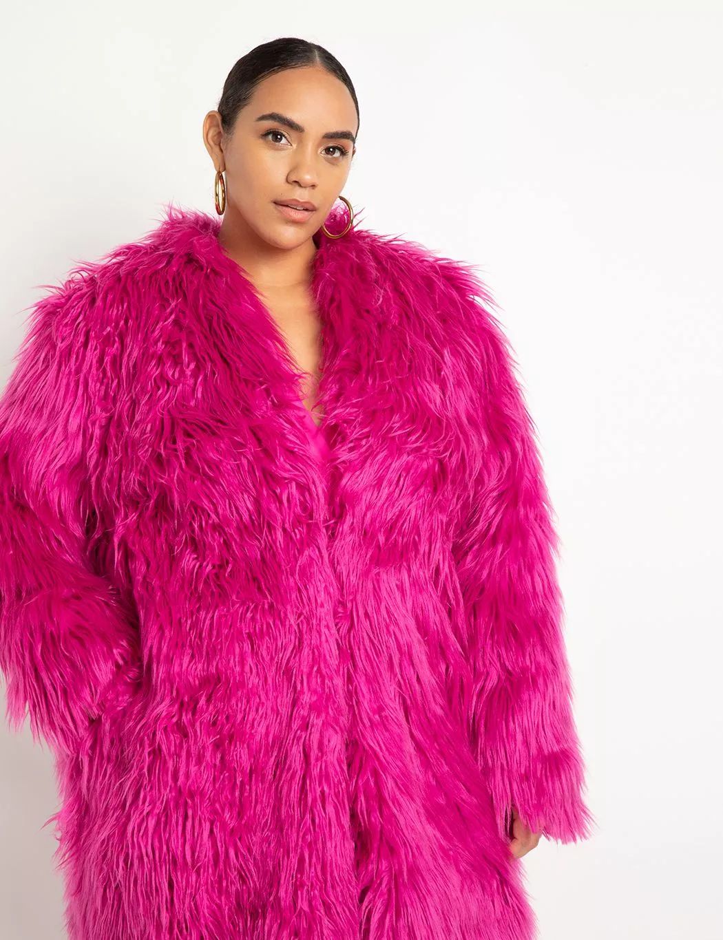 Oversized Faux Fur Coat | Women's Plus Size Coats + Jackets | ELOQUII | Eloquii