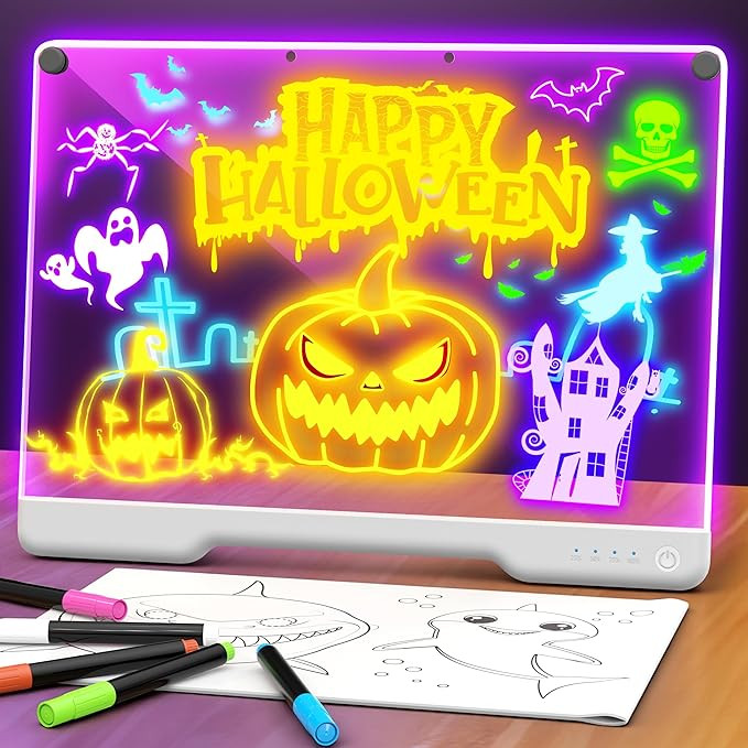 Portable LED Note Board with Colors, Rechargeable 16-inch 7 Light Effects Doodle Glow Memo Messag... | Amazon (US)