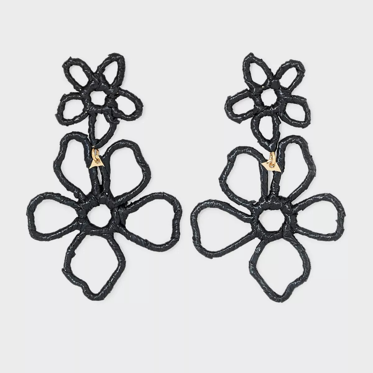 Post Two Flower Rafia Hollow Earrings - A New Day™ | Target