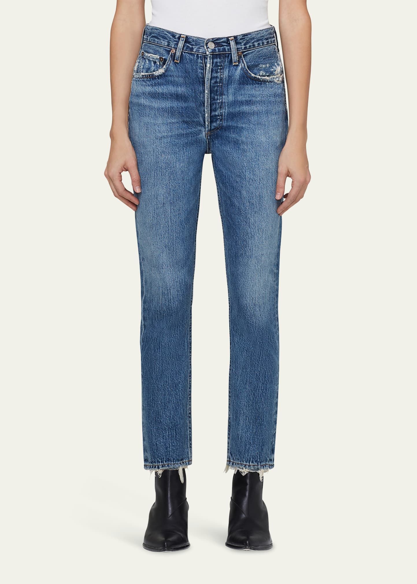 AGOLDE Riley High-Rise Straight Crop Jeans | Bergdorf Goodman