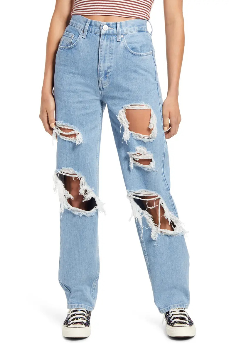 Extreme Destroyed High Waist Nonstretch Boyfriend Jeans | Nordstrom