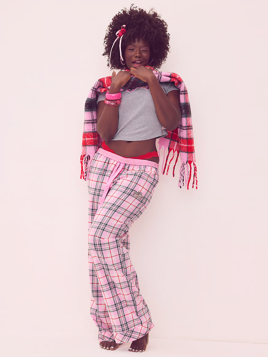Buy PINK x LoveShackFancy Flannel Pajama Pants, Pink Lollipop Holiday Tartan - Order Pajama Botto... | Victoria's Secret (US / CA )