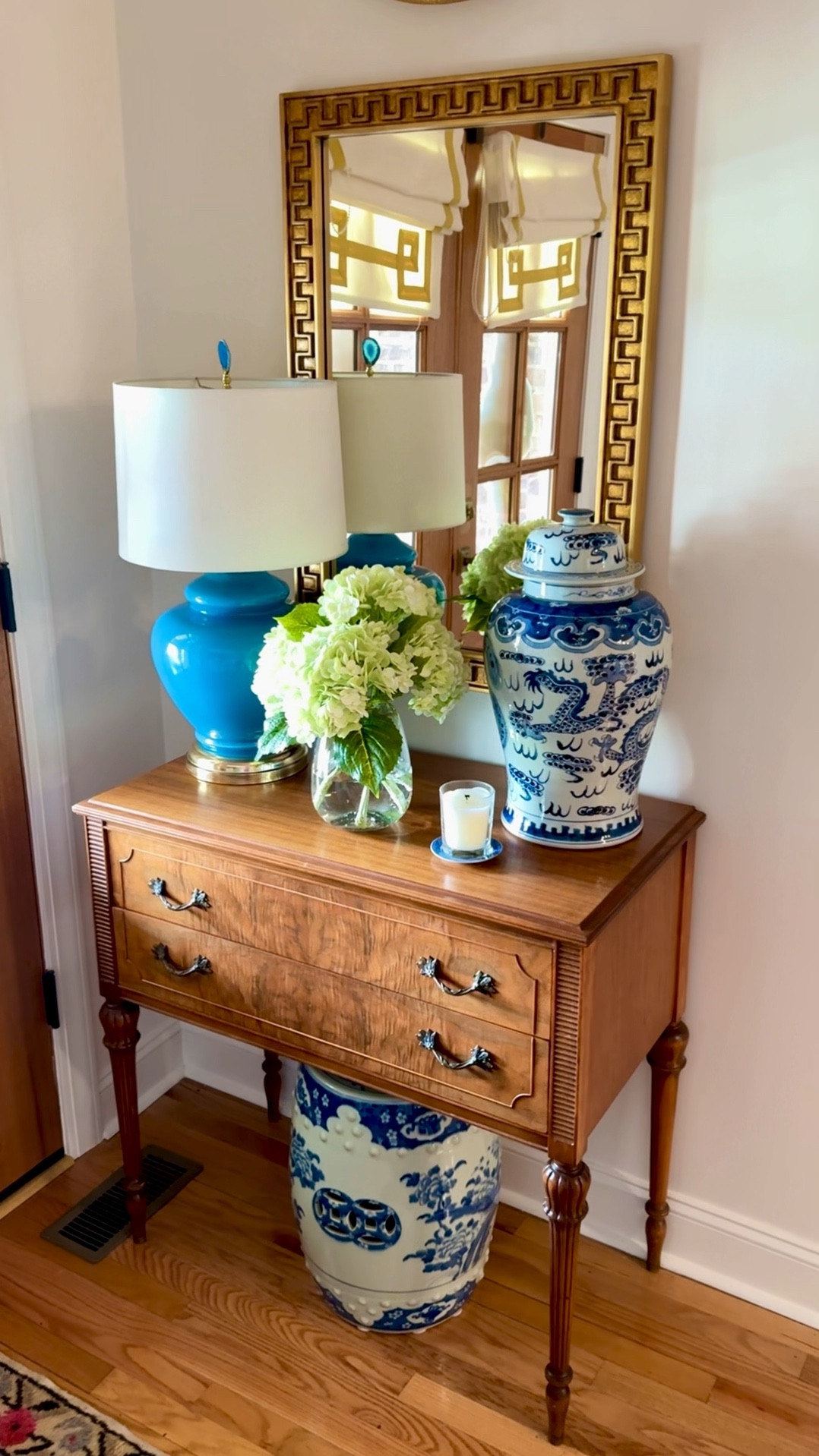 use code SARA20 for 20% off with Alice Lane Home 

limelight Hydranea stems 
Dimple vase 
Chinoiserie dragon ginger jar 

#LTKHome