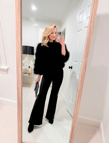 My black flare Madewell jeans are 40% off with code JOLLY today! I have a size 25P, which is my true size. My fuzzy jacket is local, but I linked a VERY similar Mango version. #nightout #blackoutfit #datenightoutfit #christmasparty #NYE

#LTKSeasonal #LTKHoliday #LTKsalealert