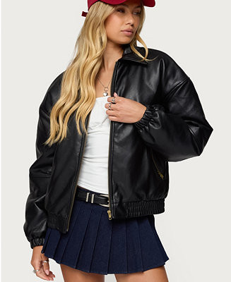 Women's Halley Faux Leather Bomber Jacket | Macy's