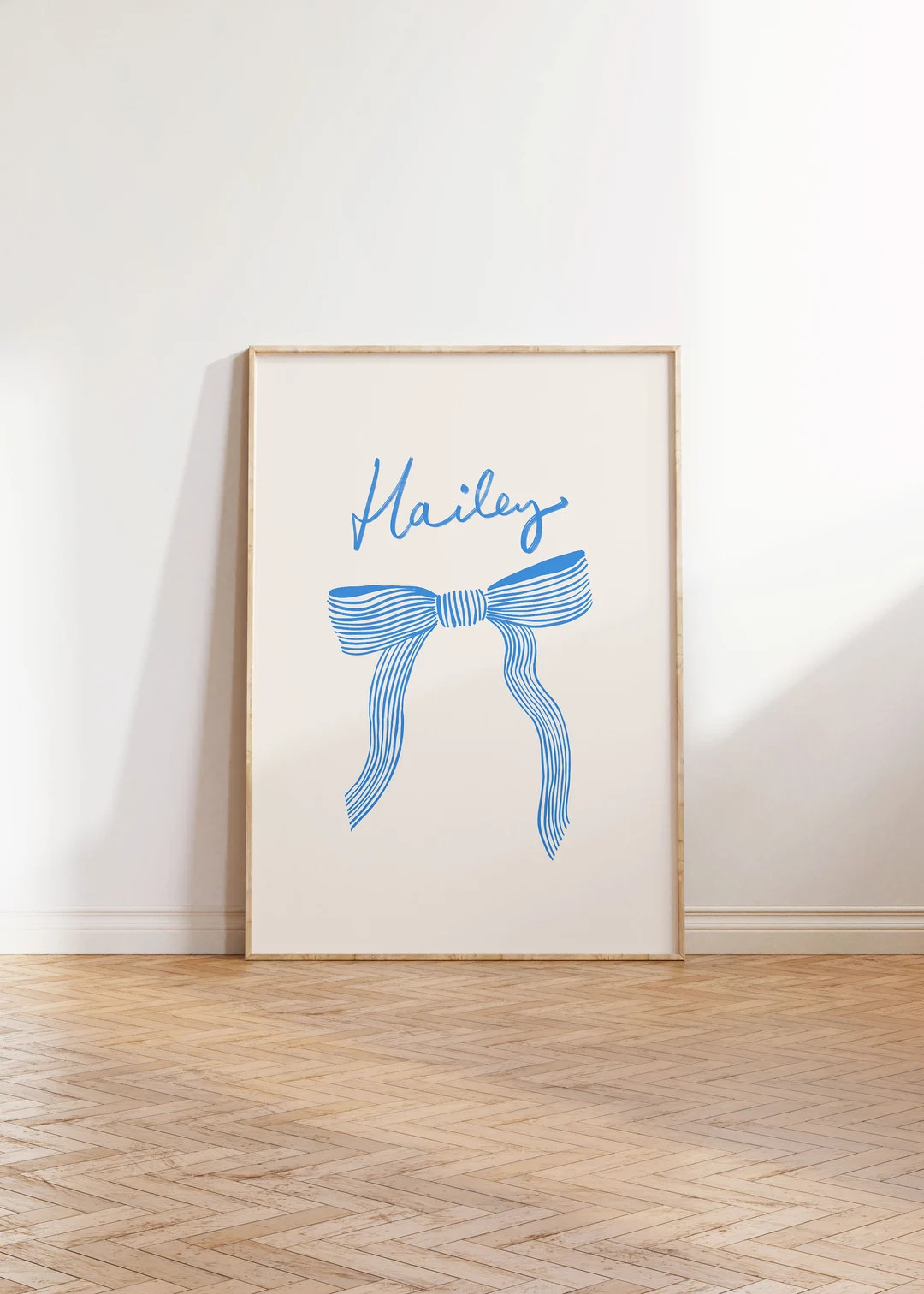 Personalized Name Bow Print Customizable Nursery Wall Art Preppy Watercolor Bow Digital Nursery D... | Etsy (US)