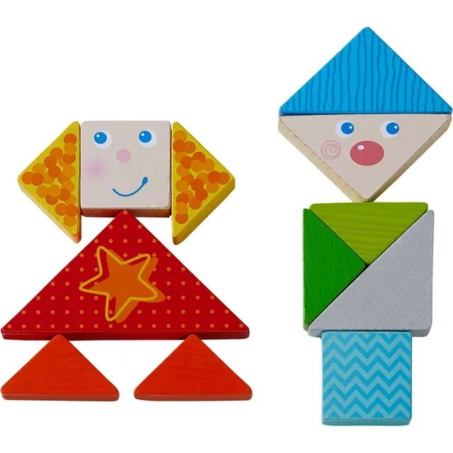 HABA Funny Faces Tangrams - Wooden Pattern Blocks (Made in Germany) | Walmart (US)