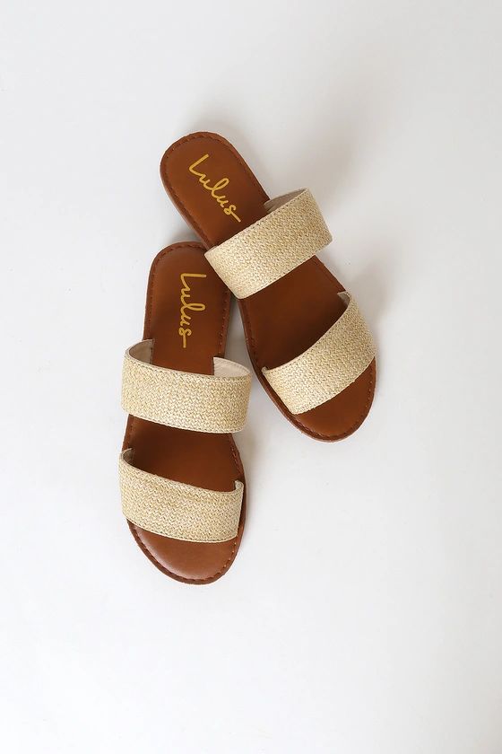 Time to Chill Natural Raffia Slide Sandals | Lulus (US)