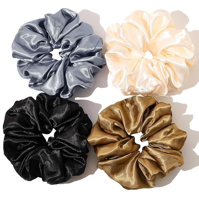 Scrunchies Hair Ties for Women Big Silk Satin Scrunchie Large Oversized Ligas Para el Cabello De ... | Amazon (US)