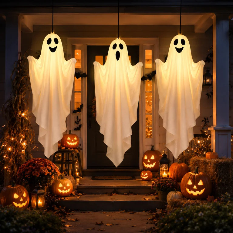 3 Pack Light Up Hanging Ghosts Halloween Decorations, 19.7 in Glowing Ghost Decor for Outdoor Ind... | Walmart (US)