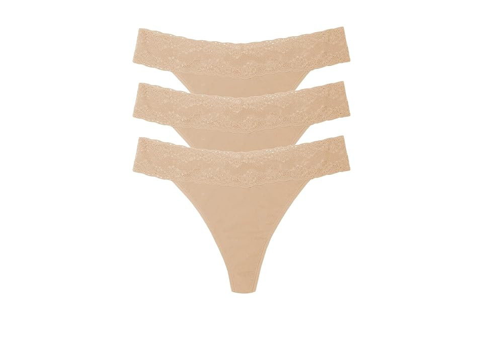 Natori Bliss Perfection Classic Thong 3-pack Women's Underwear Cafe, Cotton | Zappos
