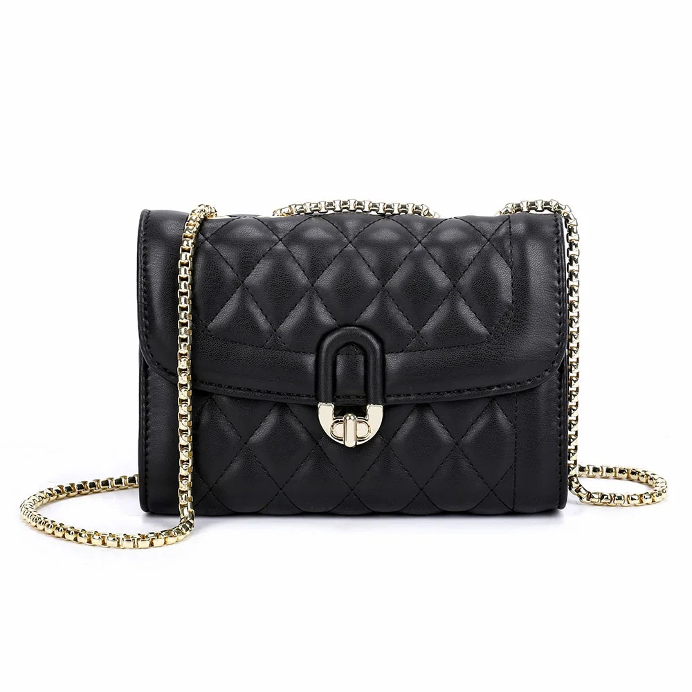 Womens Small Leather Quilted Crossbody Bag, Trendy Designer Chain Shoulder Bag, Phone Wallet Purs... | Walmart (US)