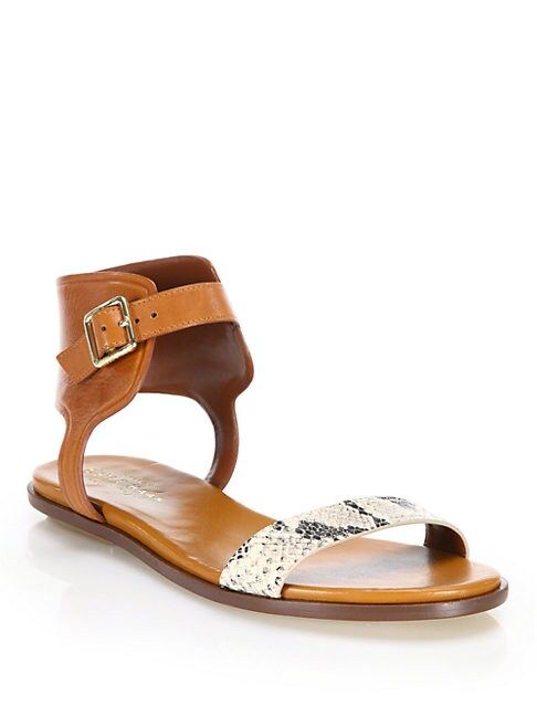 Barra Snake-Embossed Leather Sandals | Saks Fifth Avenue OFF 5TH