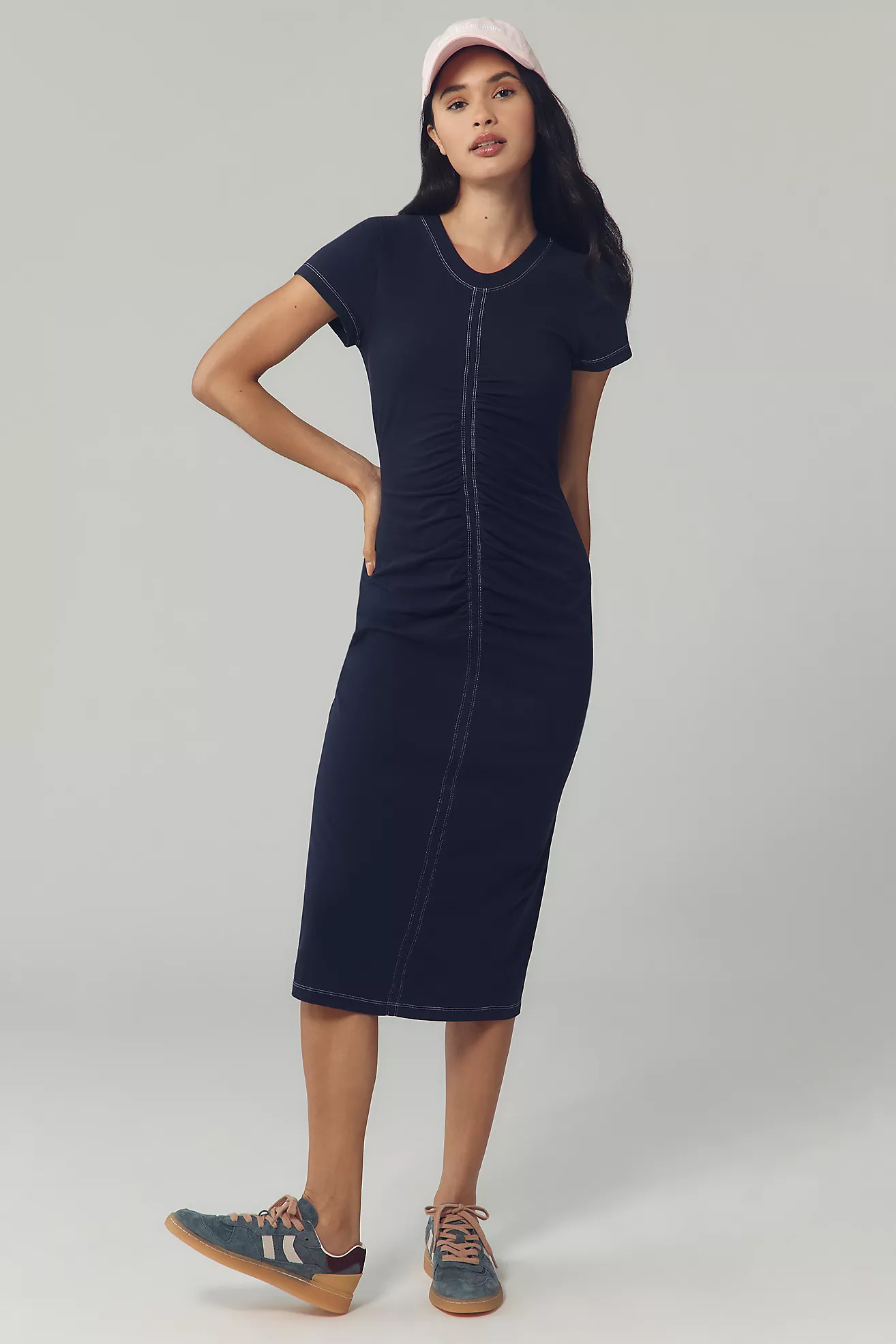 Daily Practice Short-Sleeve Gathered Midi Dress | Anthropologie (US)