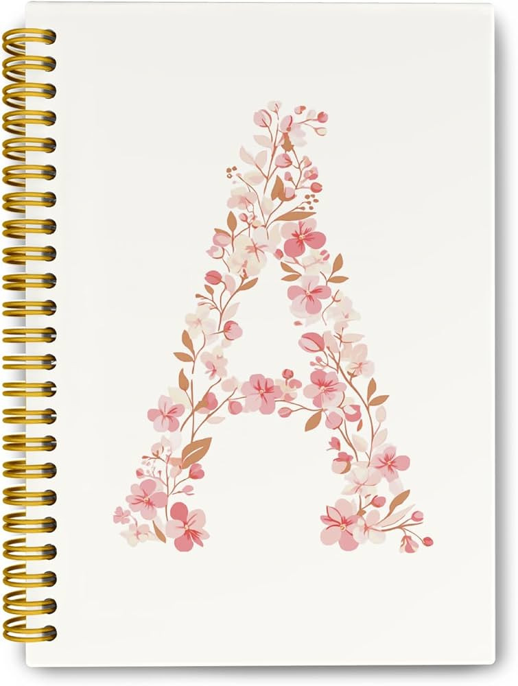 Pink Cute Spiral Notebook Journal, Preppy Floral Initial Letter A Personalized Journaling Noteboo... | Amazon (US)
