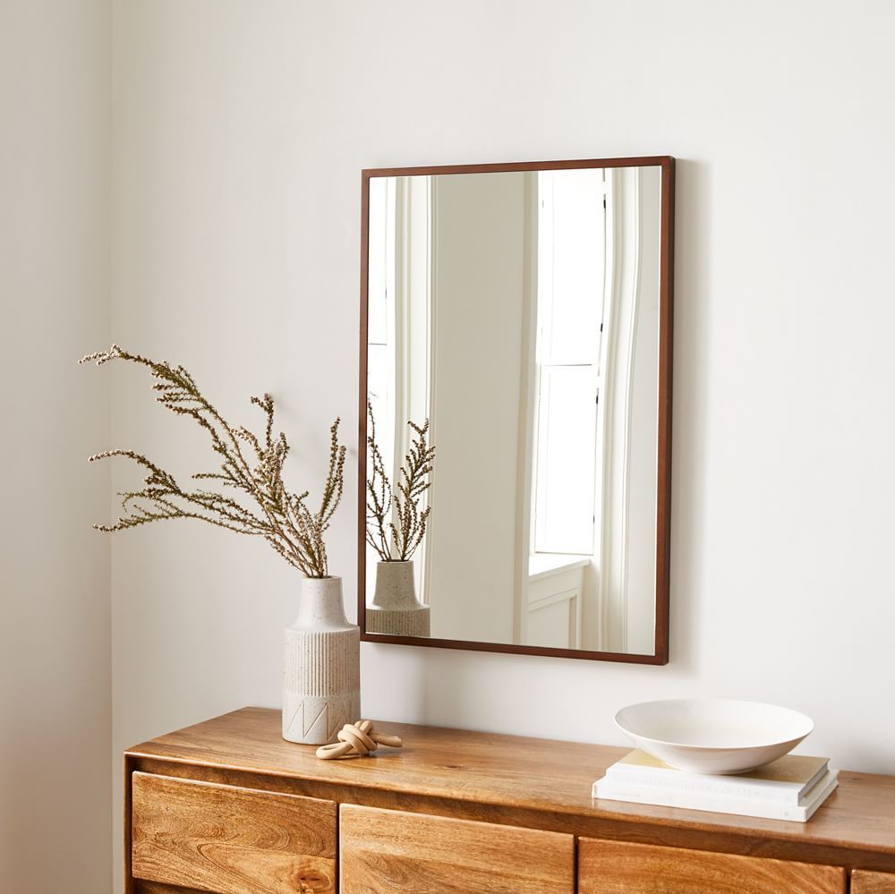 Bennet Thin Wood Frame Wall Mirror Rectangle Winterwood 24X36 | West Elm (US)