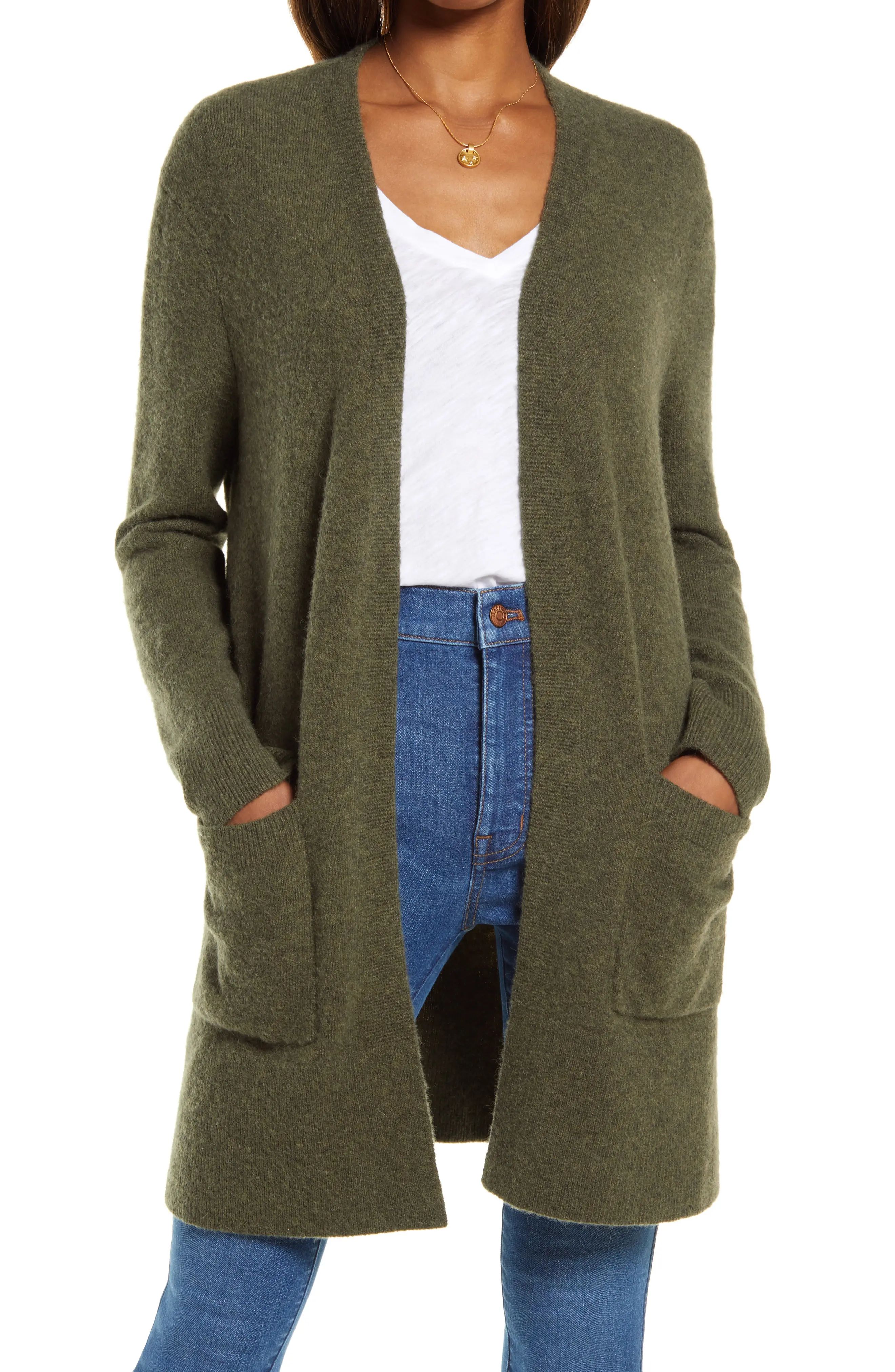 Madewell Kent Cardigan Sweater, Size Large in Heather Foliage at Nordstrom | Nordstrom