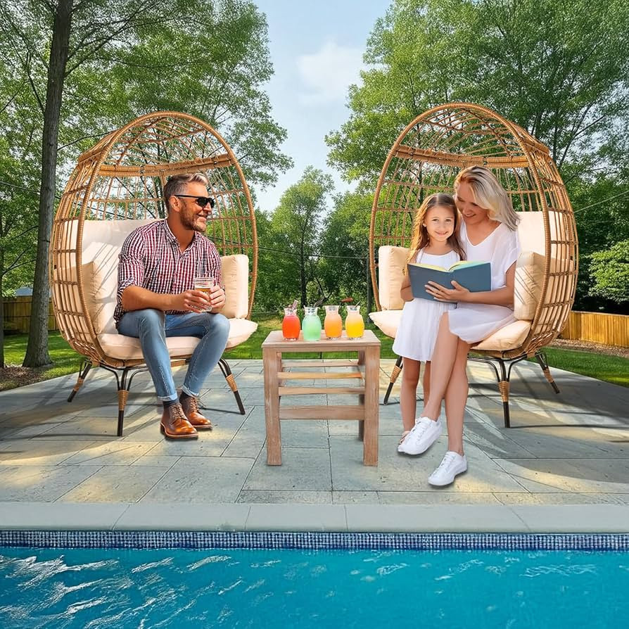 Amazon.com: Maple99 Wicker Egg Chair Outdoor - Patio Chair, Rattan Chair, Wicker Chair PE Rattan ... | Amazon (US)