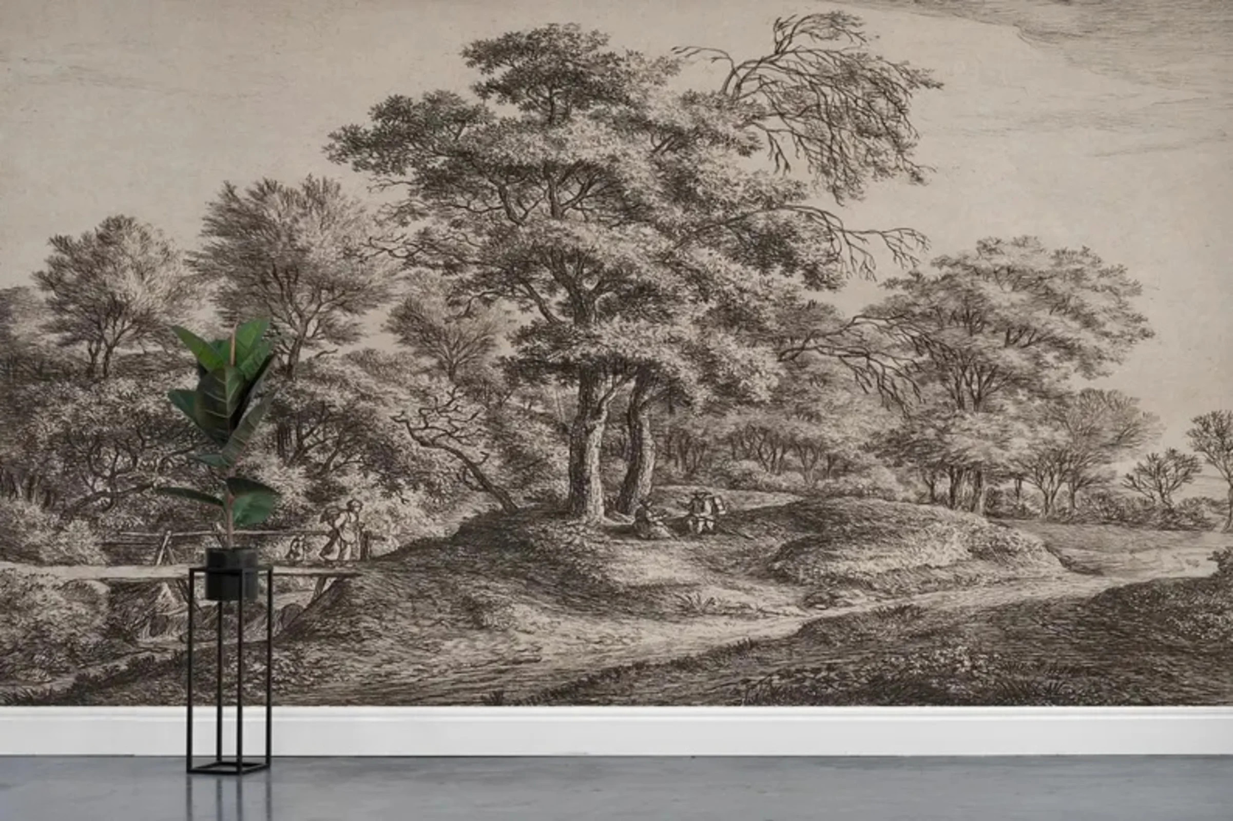 Windswept Trees Rural Path Sepia Wall Mural for Home Decor | Wayfair North America