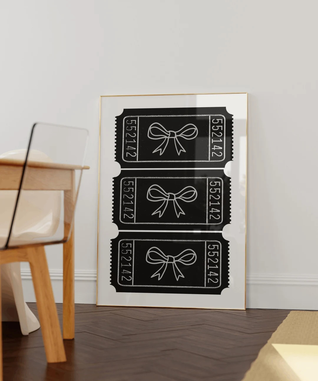 Coquette Wall Art, Watercolor Bow Print, Grandmillennial Art, Trendy Ticket Wall Art, Downtown Gi... | Etsy (US)