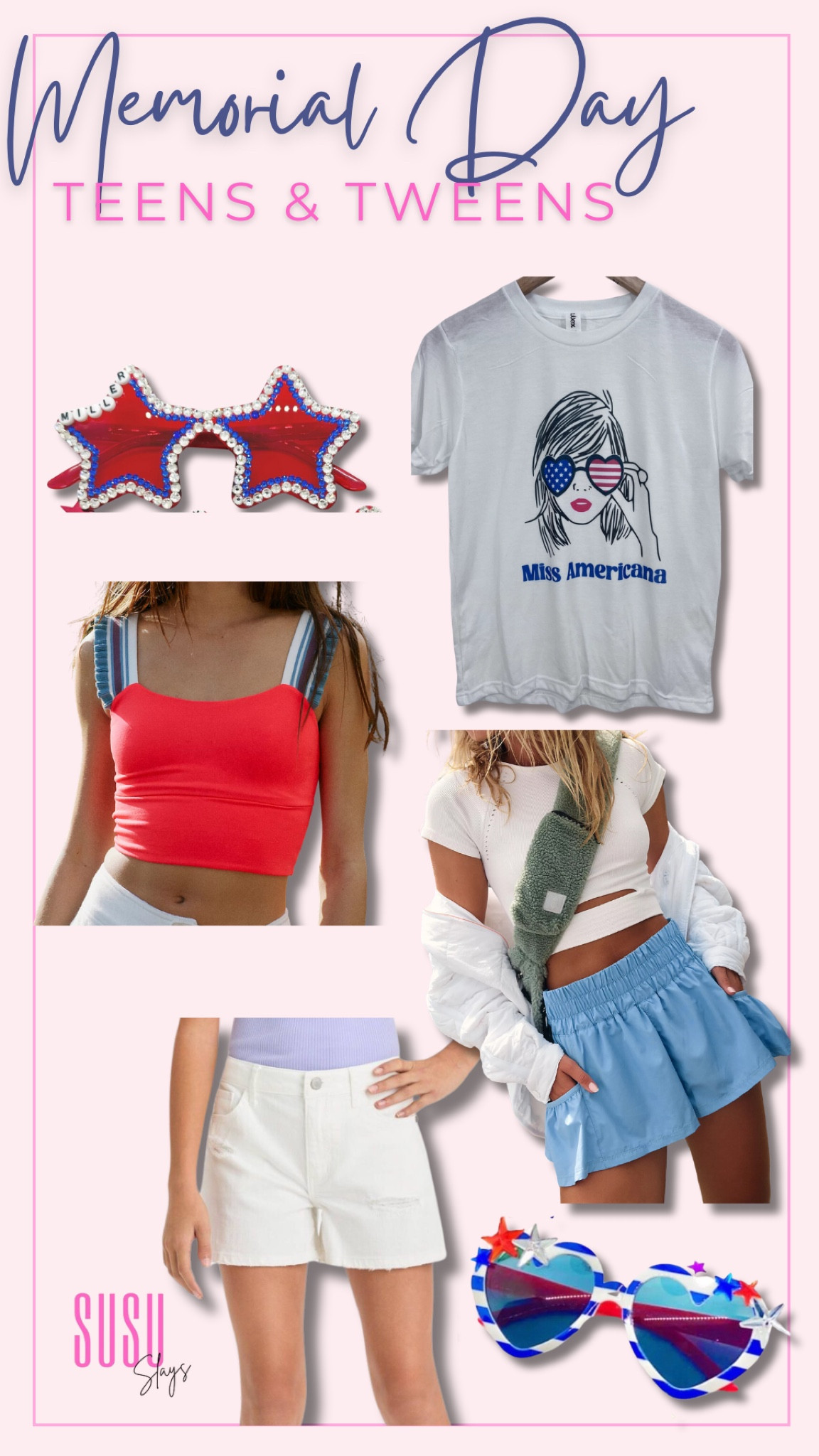 Memorial Day Outfit ideas perfect for teens and tweens! Holiday outfit, Taylor swift apparel, graphic tee, decorative sunglasses, white denim shorts


#LTKStyleTip #LTKSeasonal