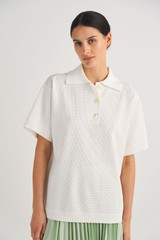 Oroton Mesh Stitch Polo White | Oroton